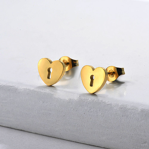 Gold Plated Jewelry personality Design Stainless Steel Heart Earrings