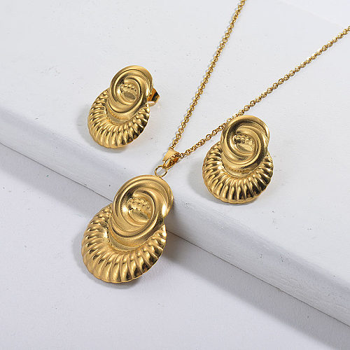 Stainless Steel Gold Plated Cloud Necklace Earrings Sets