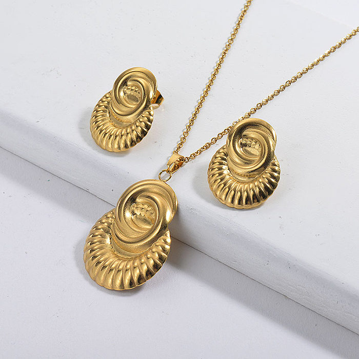 Stainless Steel Gold Plated Cloud Necklace Earrings Sets