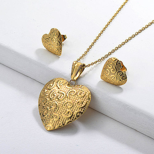 Conjuntos de joyas de corazón chapados en oro
