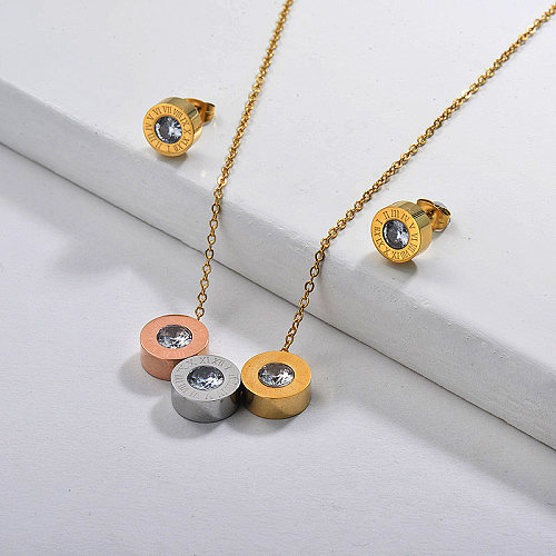 Conjuntos de joias de zircão de três cores