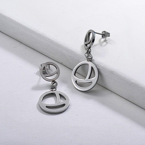 Silver Stainless Steel Jewelry Simple Style Dangle Earrings