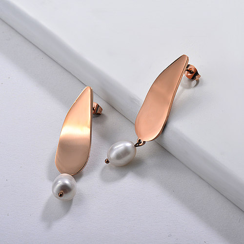 Boucles d'oreilles perles en acier inoxydable -SSEGG143-9125