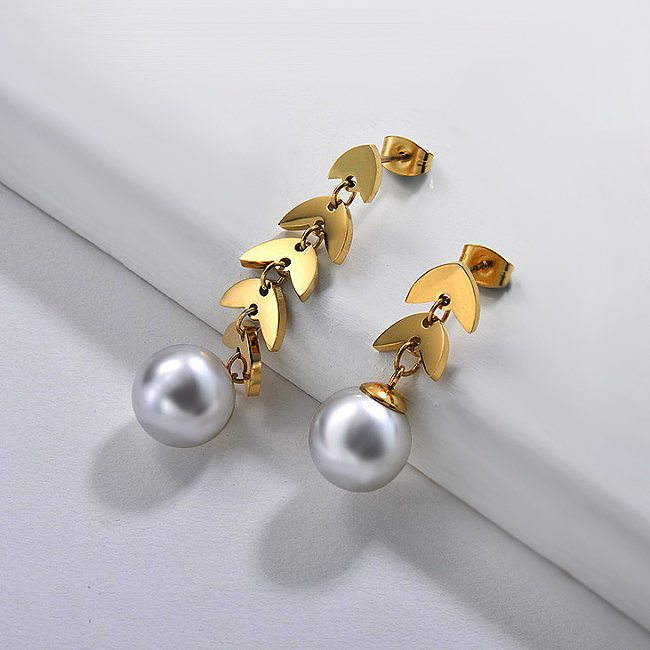 Pearl Earrings in Stainless Steel -SSEGG143-9126