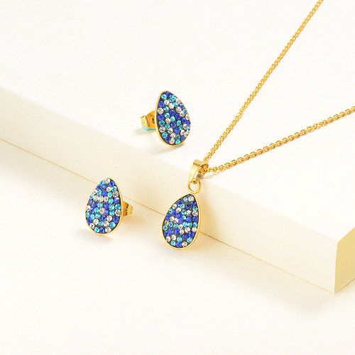 Conjuntos de joyas de pendientes de collar de cristal multicolor