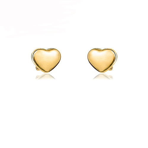 Pendientes de botón de corazón de acero inoxidable con diseño de siemple chapado en oro