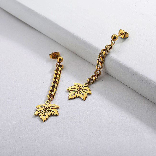 Gold Plated Leaf Drop Earring