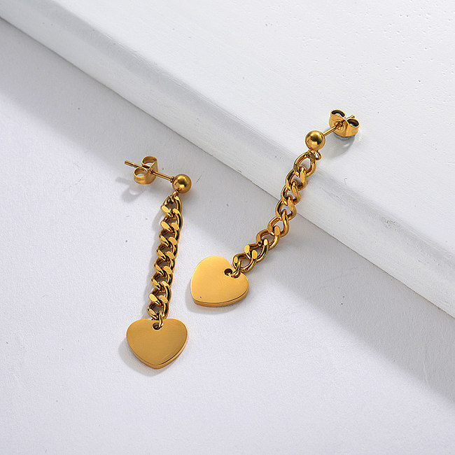 Stainless Steel Drop Heart Earring