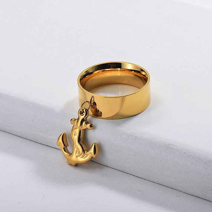 Gold Plated Wide Anchor Ring