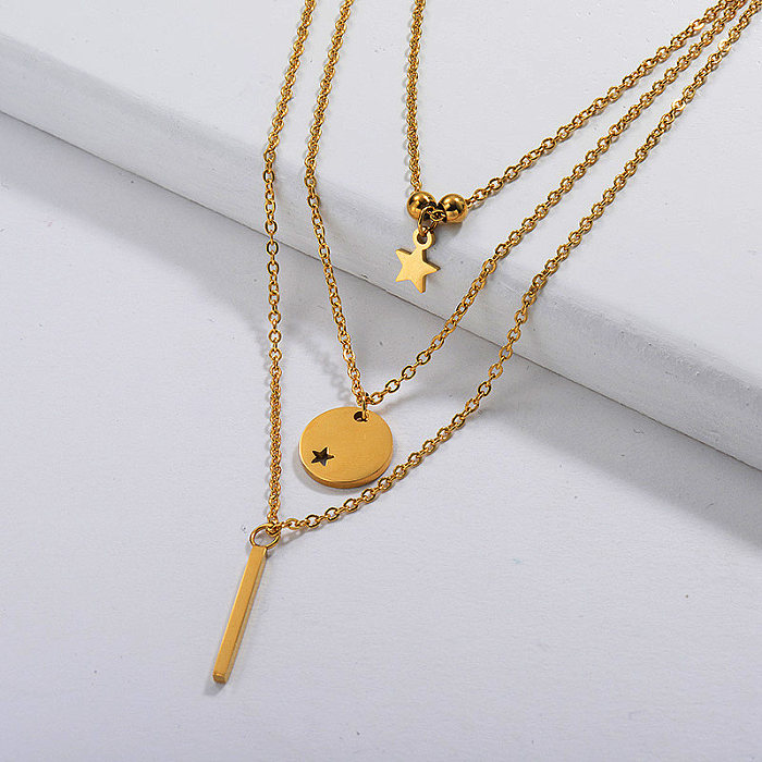 Gold Plated Dainty Multilayred Necklace004