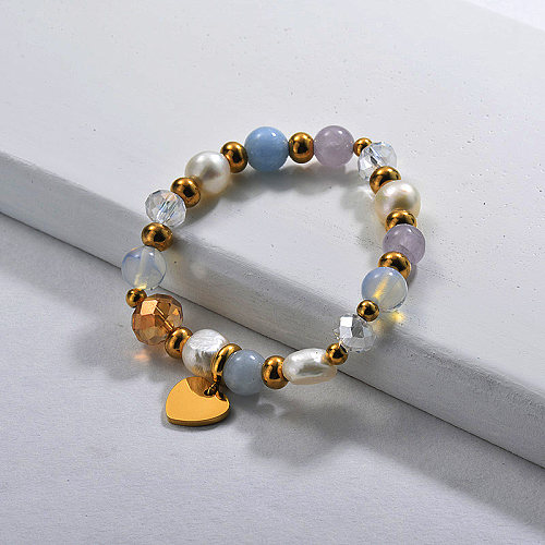 Bracelets de perles avec breloque en perles d'eau douce002