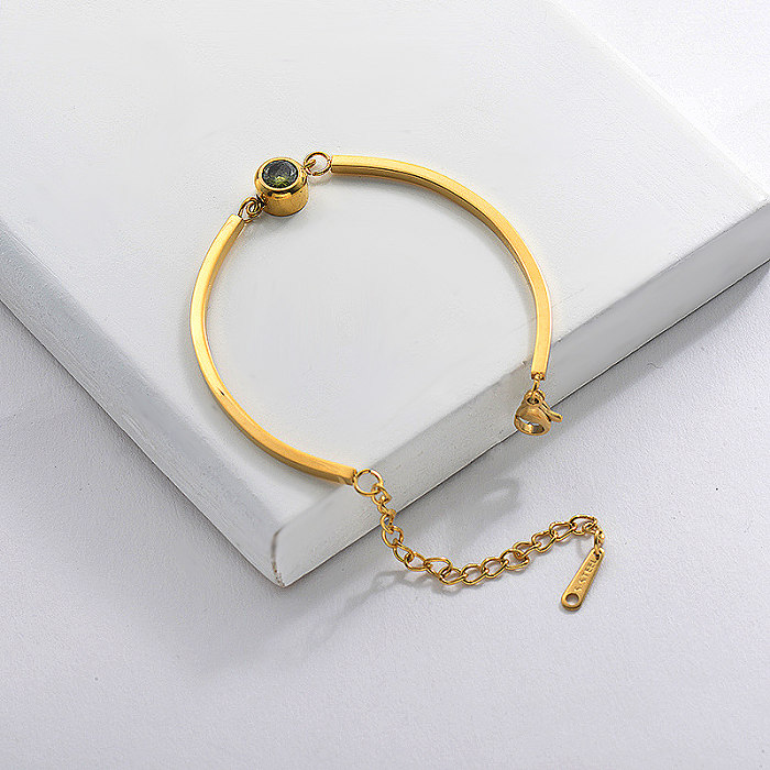 Bracelet manchette zircon plaqué or