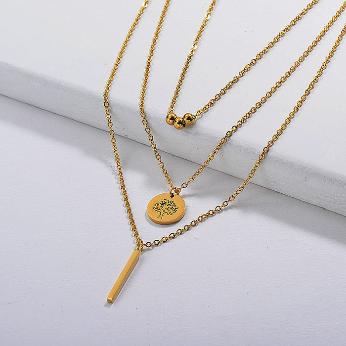 Gold Plated Dainty Multilayred Necklace006