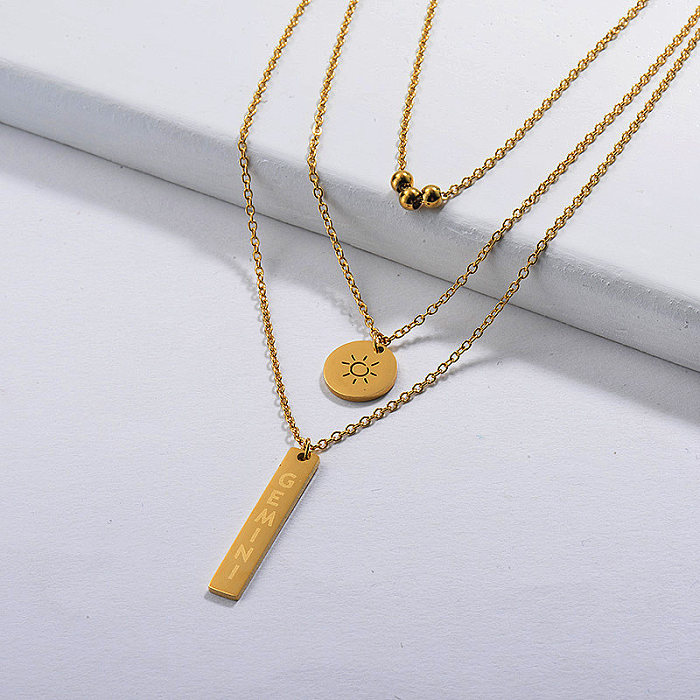 Gold Plated Dainty Three Layered Necklace