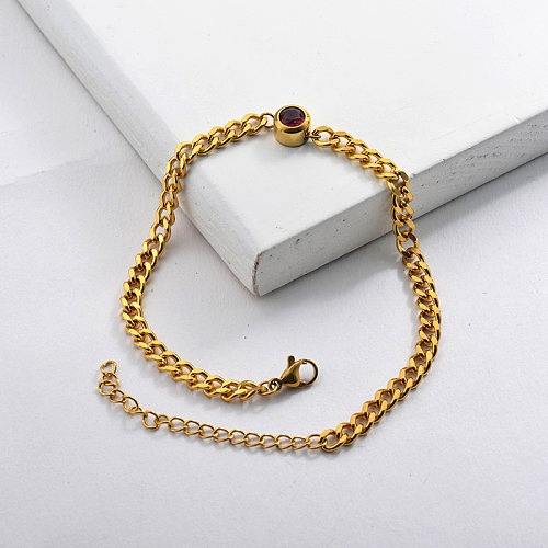 Zircon Charm Chain Bracelet in Stainless Steel
