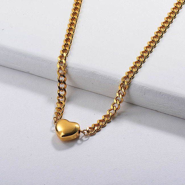 Trendy Heart Charm Halskette in vergoldet