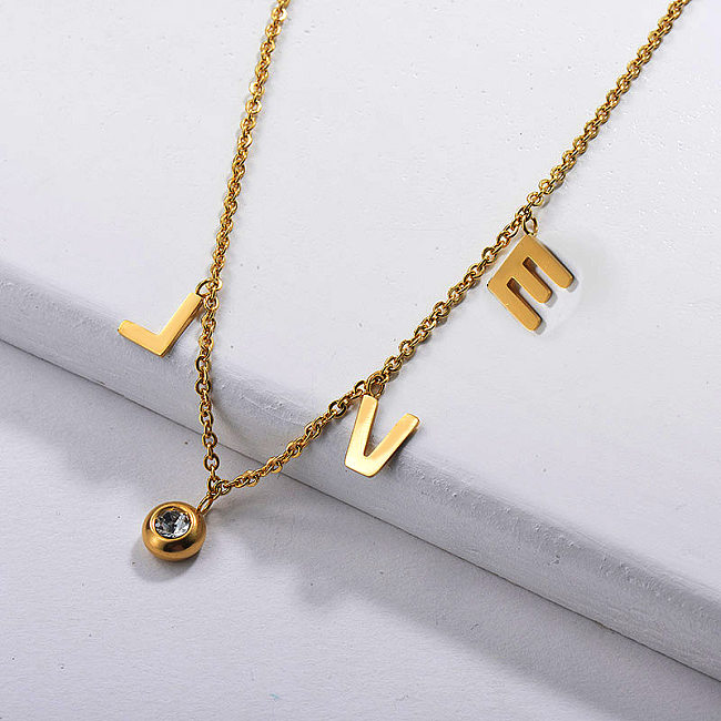 Stainless Steel Gold Plated Love Necklace for Women
