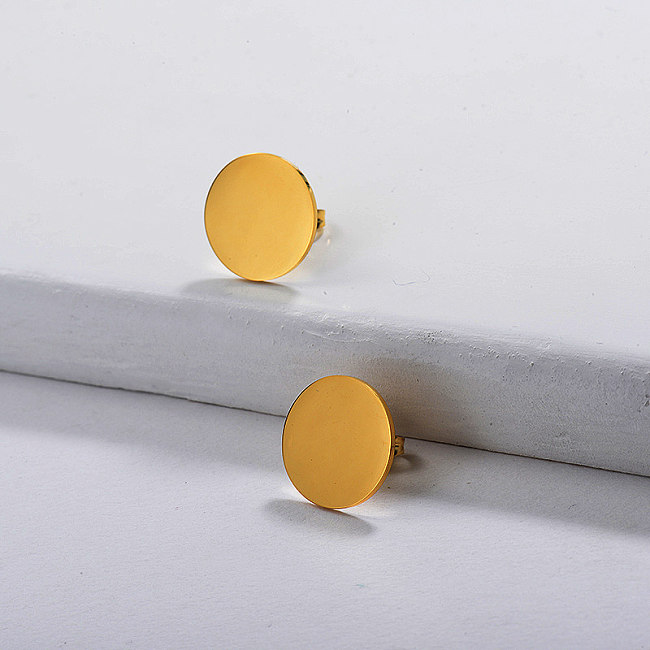 Gold Plated Simple Round Stud Earring
