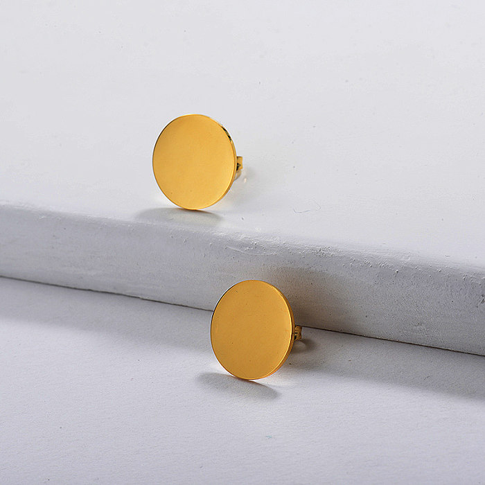 Gold Plated Simple Round Stud Earring