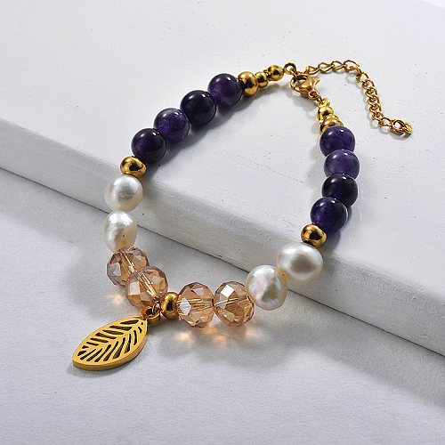 Bracelets de perles avec breloque en perles d'eau douce005