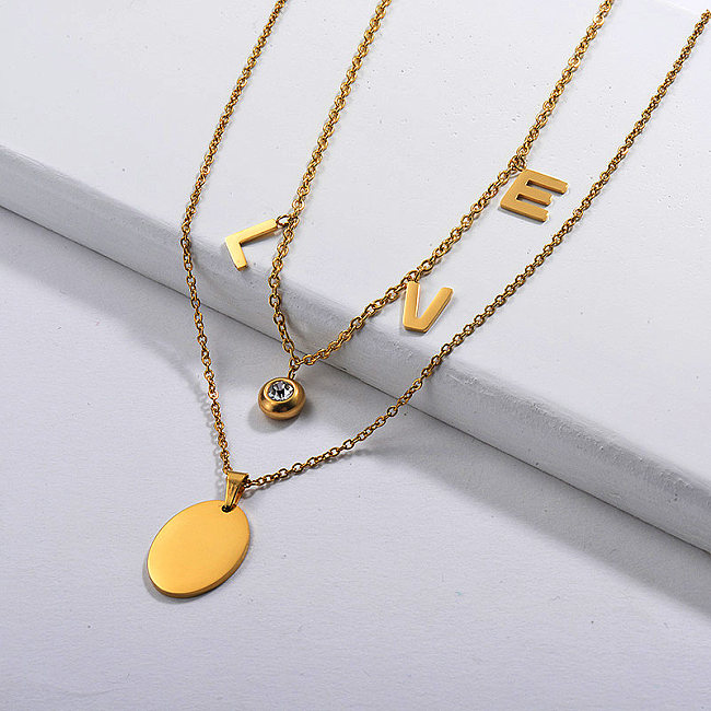 Gold Plated Double layer Love Necklace