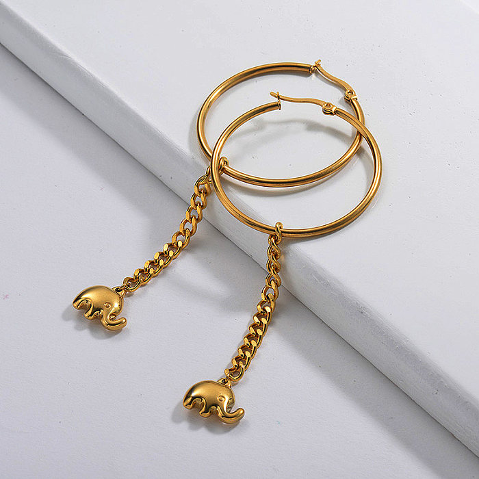 Vente en gros Bijoux Boucle D'oreille Elephant Hoop