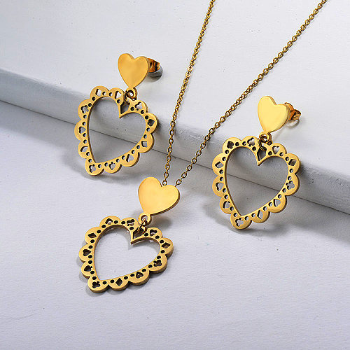 Gold Plated Heart Jewelry Sets