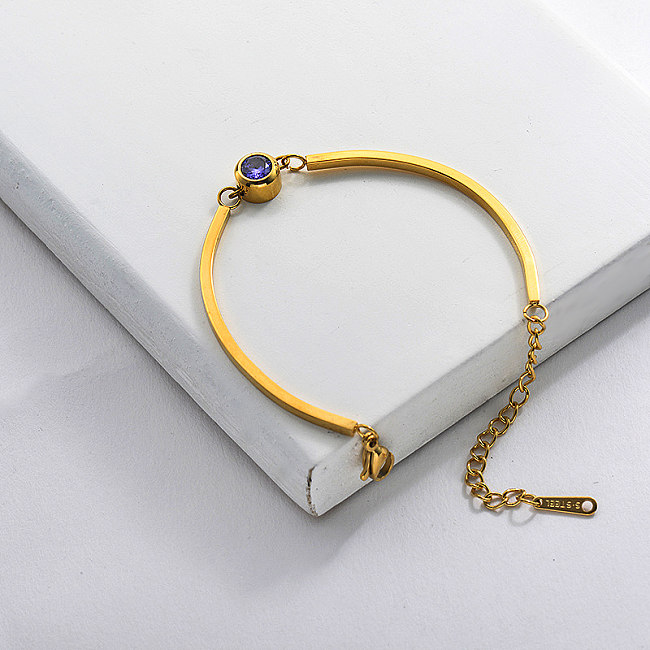 Gold Plated Zircon Charm Cuff Bangle