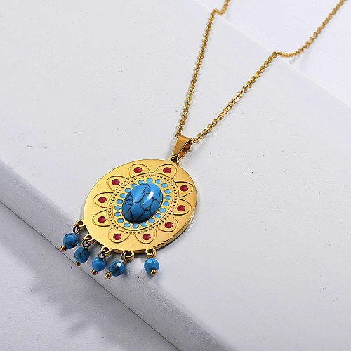 Collier pendentif attrape-rêves turquoise