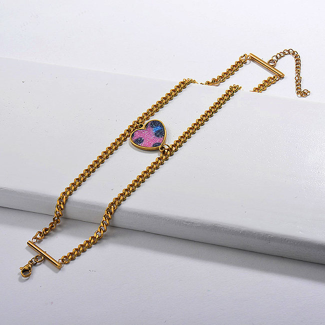 Pink Leopard Heart Bracelet for Girls