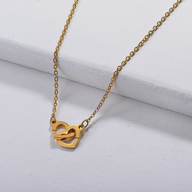 Crossed Heart Charm Necklace