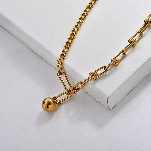 T Chain Ball Pendant Necklace