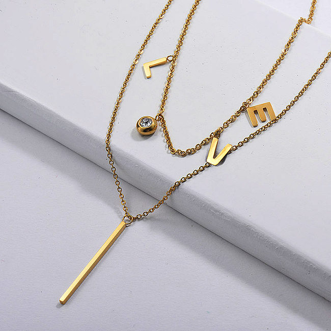 Gold Plated Double layer Love Necklace