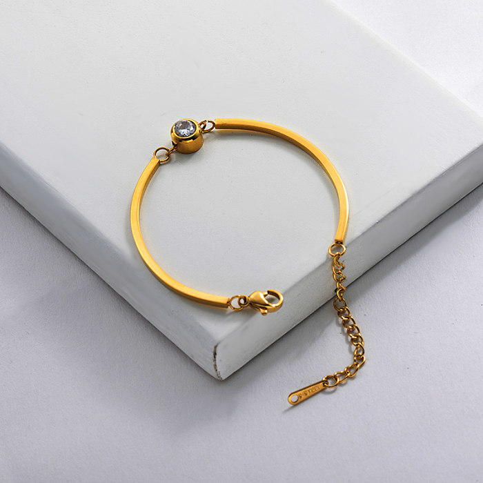 Bracelet manchette zircon plaqué or