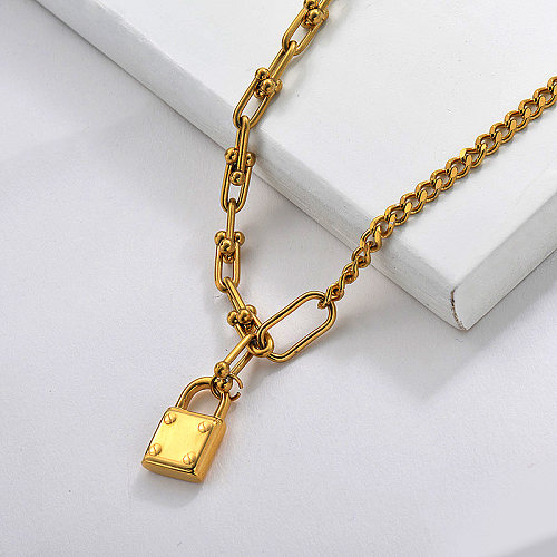 Stainless Steel lock Charm Necklace for Girls