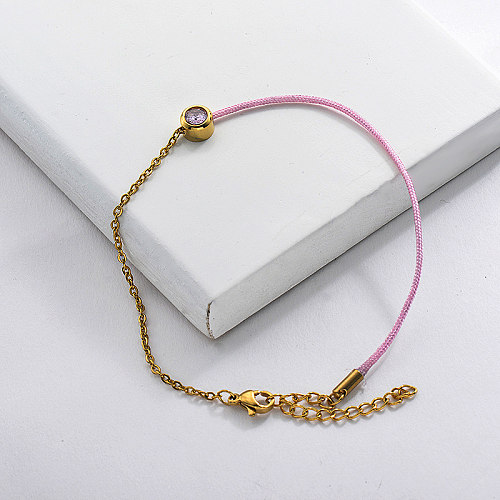 Pink Zircon Charm Bracelet