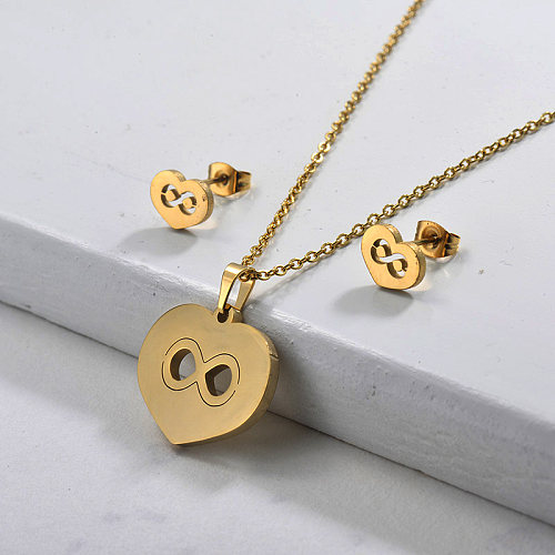 Vergoldete Heart Infinity Halskette Schmuck-Sets