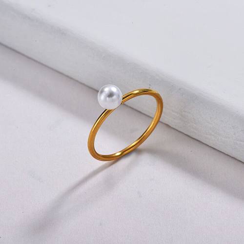 Trendy Dainty Pearl Ring para mulheres