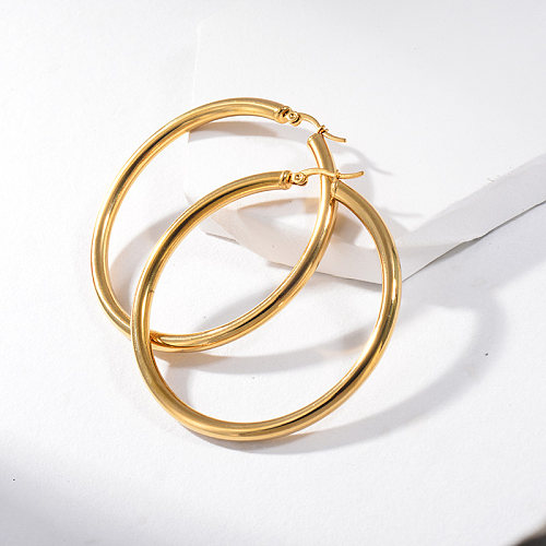 Gold Plated Jewelry  Stainless Steel  Hoop Earrings 58mm