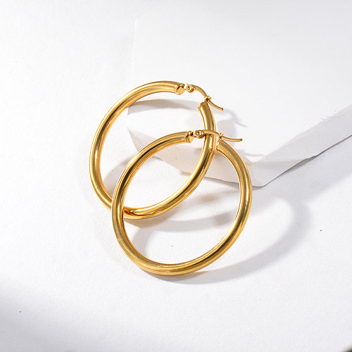 Gold Plated Jewelry  Stainless Steel  Hoop Earrings 48mm