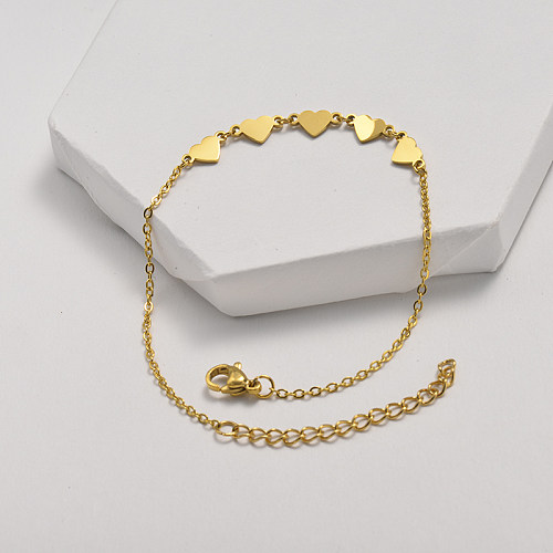 Simple style gold stainless steel bracelet with small pendant
