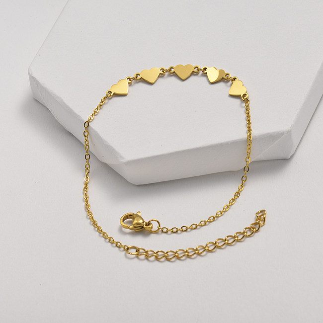 Bracelete de ouro de aço inoxidável de estilo simples com pequeno pendente