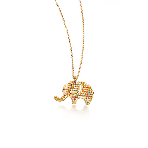 Collar de oro estilo elefante de arcilla con forma de diamante