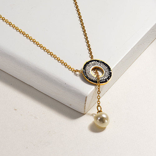 Goldkette im Ton-Diamant-Stil mit Perlen