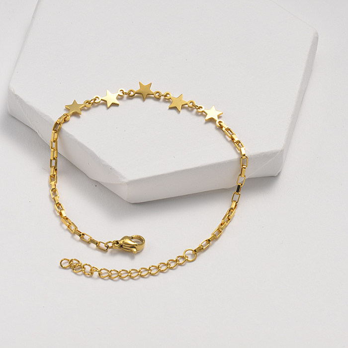 Nouveau bracelet tendance en acier inoxydable doré avec pendentif étoile
