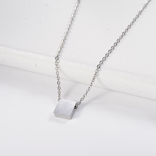 Small square silver necklace
