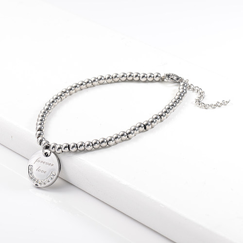 Stainless steel ball bracelet with round pendant