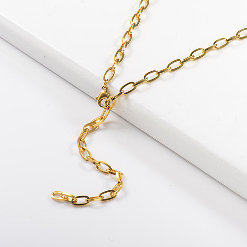 Simple style long gold necklace