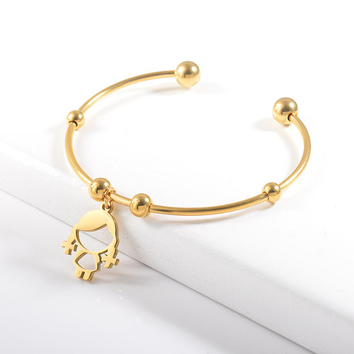 Simple Style Little Girl Charm Simple Design Bangle Gold Plated