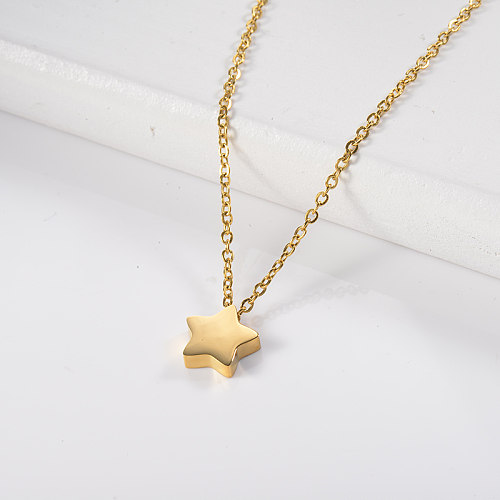 Collar de oro de moda con estrella de cinco puntas pequeña